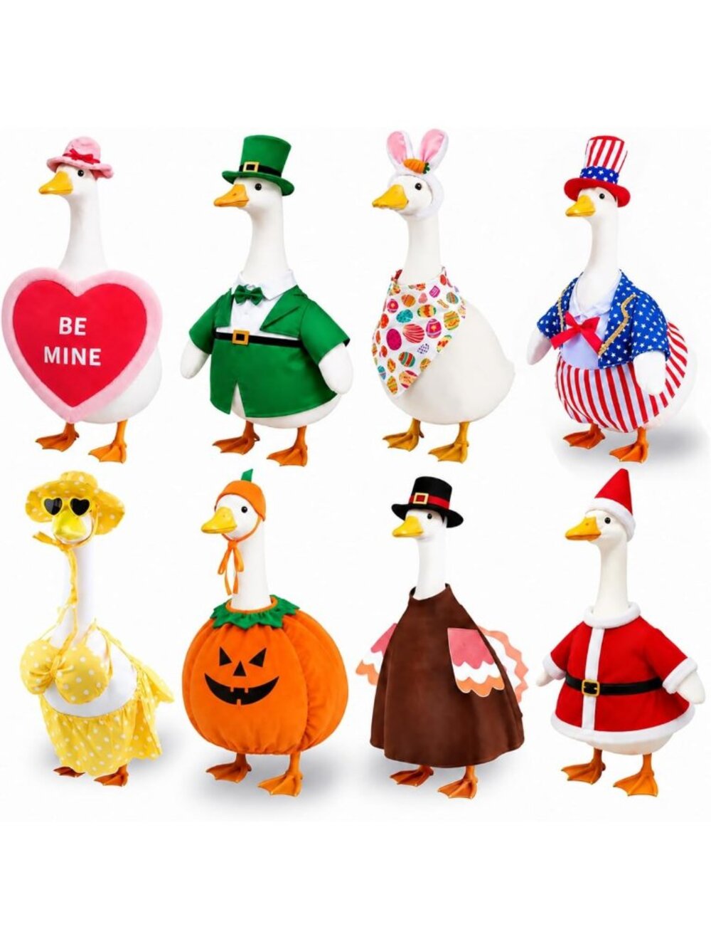 8-Piece Holiday Goose Outfit Set for Year-Round Decor: Valentine to Christmas